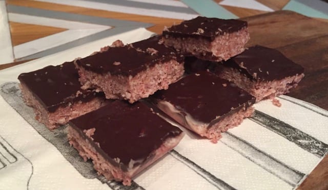 Low Carb Raspberry Coconut Chocolate Slice